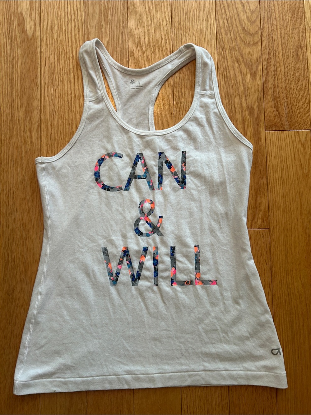 GAP Active White Racerback Graphic Tank